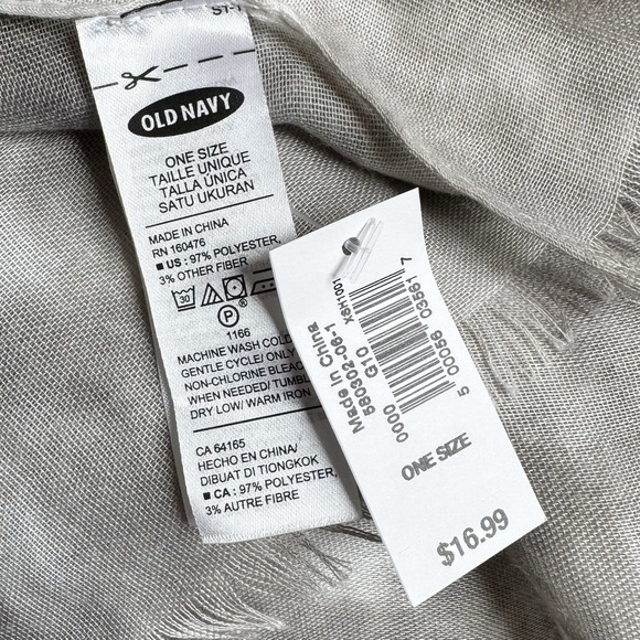 OLD NAVY Grey & White Tie Dye NEW with tags lightweight scarf 72" x 30" - Picture 3 of 4